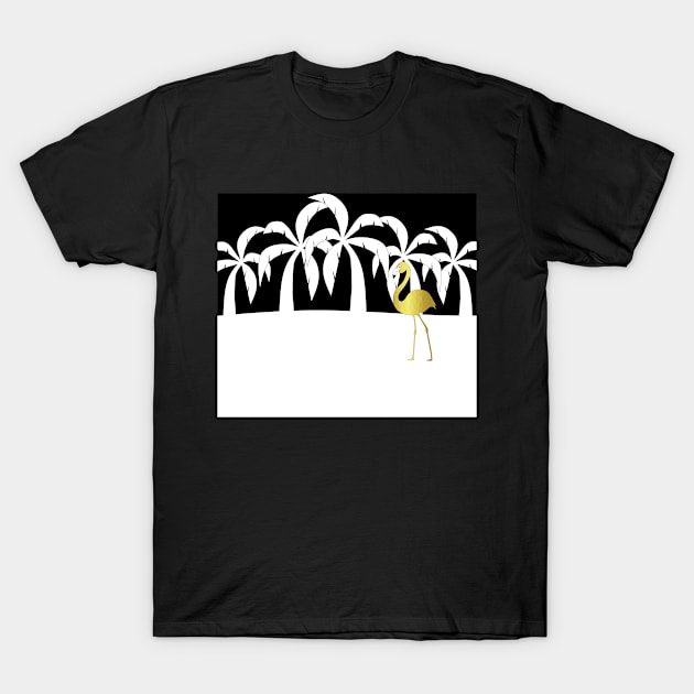 Golden Flamingo Beach T-Shirt by SartorisArt1